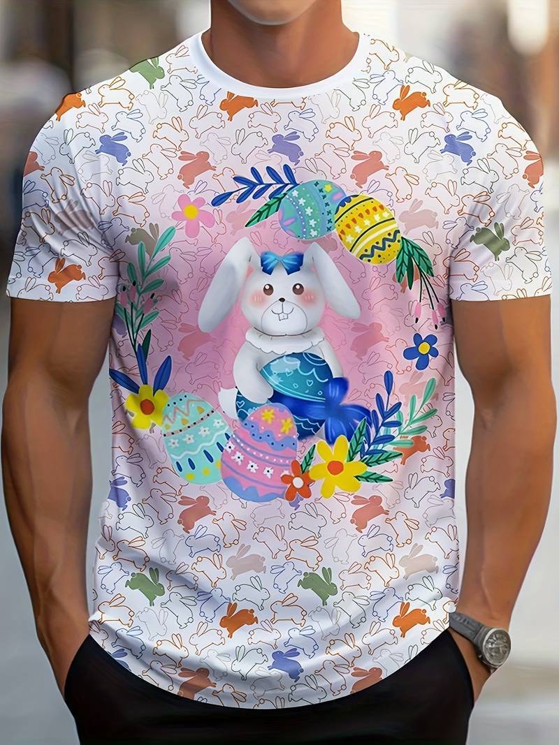 Printed Loose Breathable Sweat-proof Crew Neck Men's T-shirt
