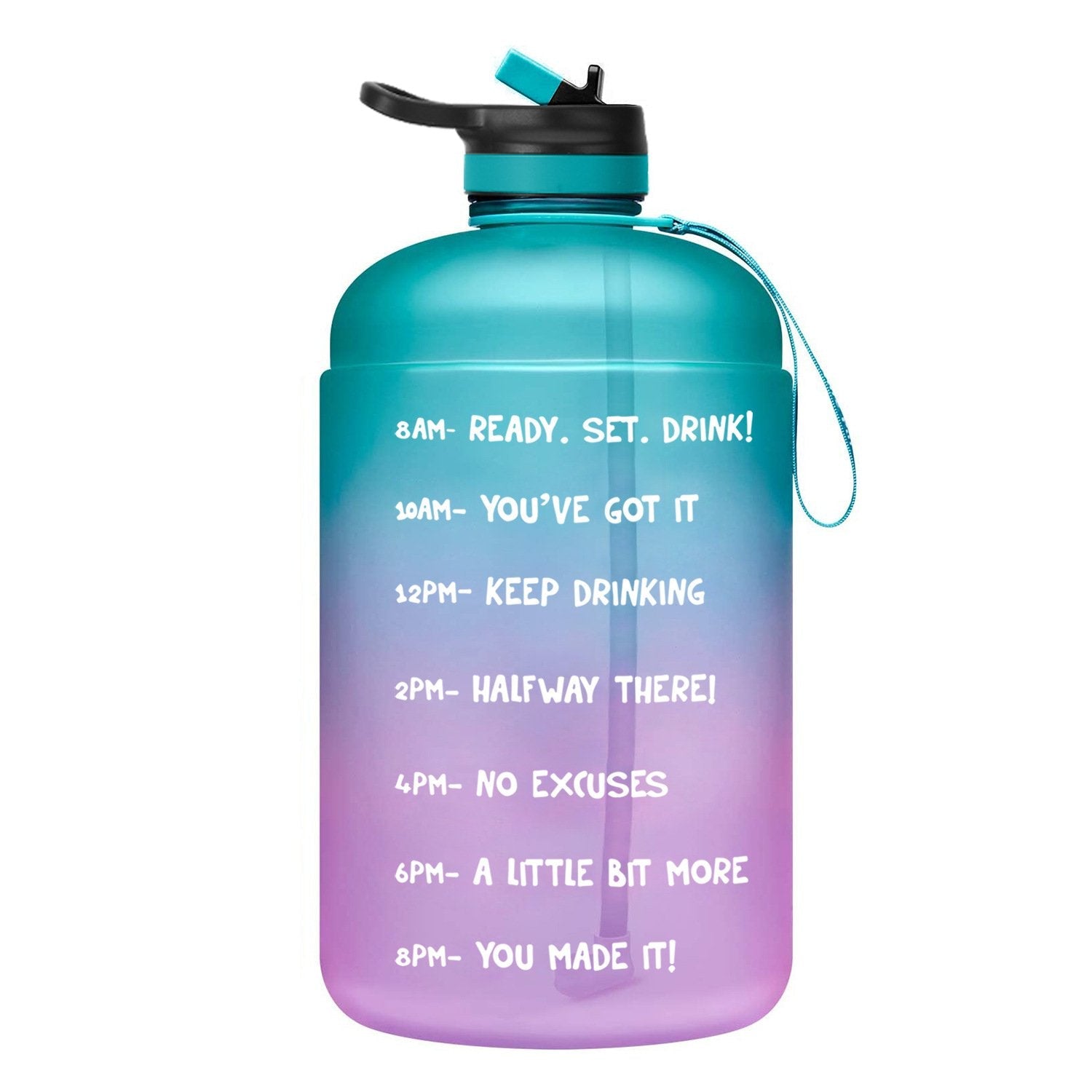 QuiFit Gallon Water Bottle with Straw Clear Plastic Drinking Bottles