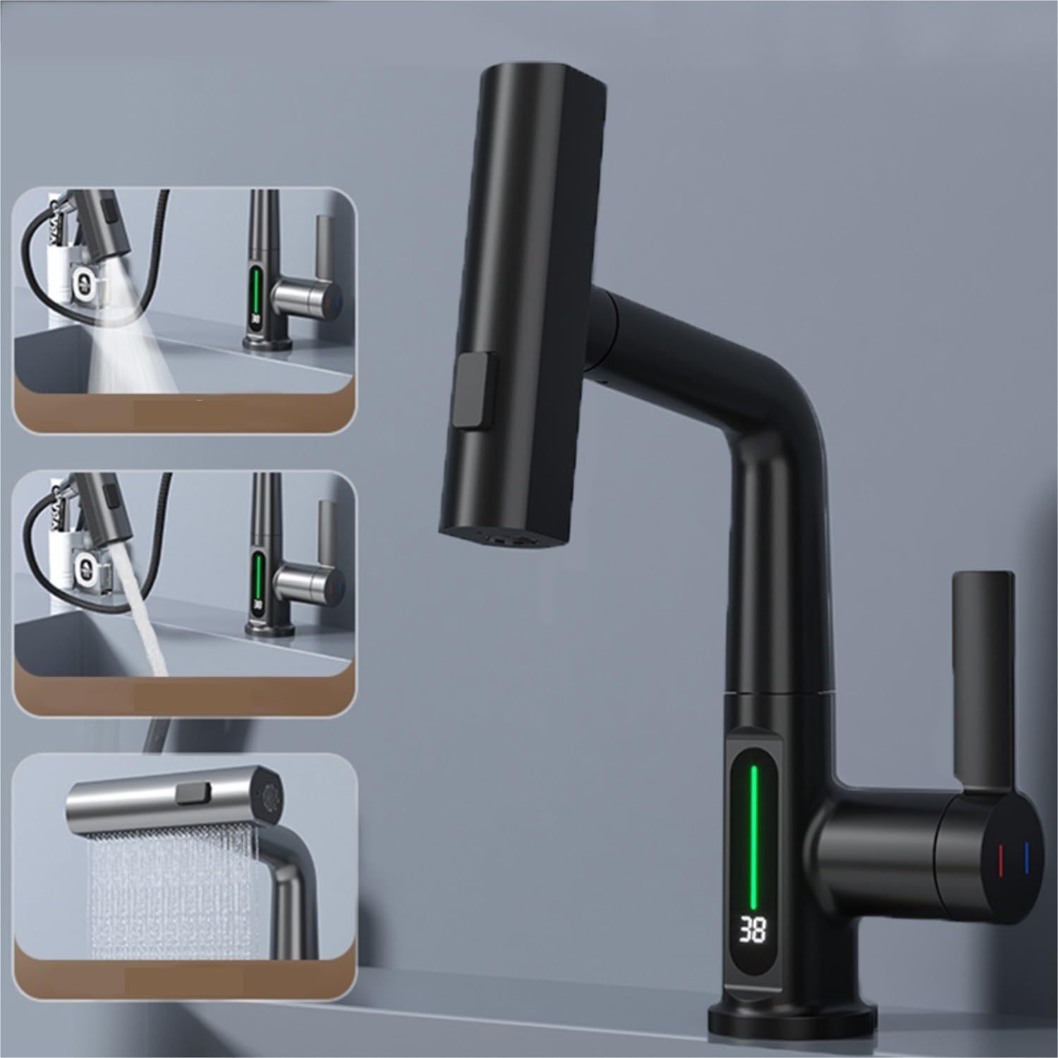 Intelligent Digital Display Faucet Pull-out Basin Faucet