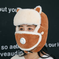 Simple Anti-fog Girl Bomber Hats Caps Wome