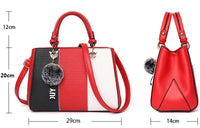 Women Hairball Ornaments Totes Patchwork Handbag Party Purse.