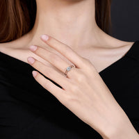 Elegant Four-claw Moissanite Open S925 Sterling Silver Ring