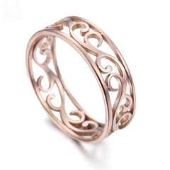 Vintage Filigree Stainless Steel Ring Hollow Elegant Gold Ring
