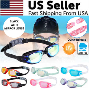 Clear Comfortable Swimming Goggles UV- Anti-Fog Swim Glasses Mirror & Kids