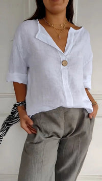 V-neck Long-sleeved T-shirt Fashion Loose Cotton trendy clothing