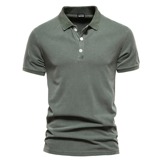 Lapel European And American Sports Men Twill Short Sleeve