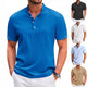 Stand Collar Buttons Short Sleeve T-shirt Solid Colour Stripe POLO