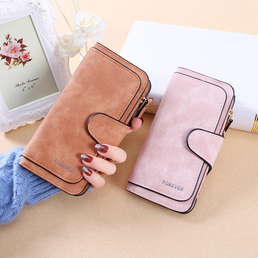 New Buckle Women's Long Wallet Three Fold Fashion Women