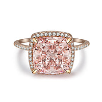 925 Sterling Silver Pink Diamond Egg-shaped Closed Wedding Ring