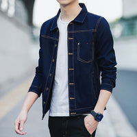 Trendy Handsome All-matching Slim Fit Jacket Spring Denim Jacket Men