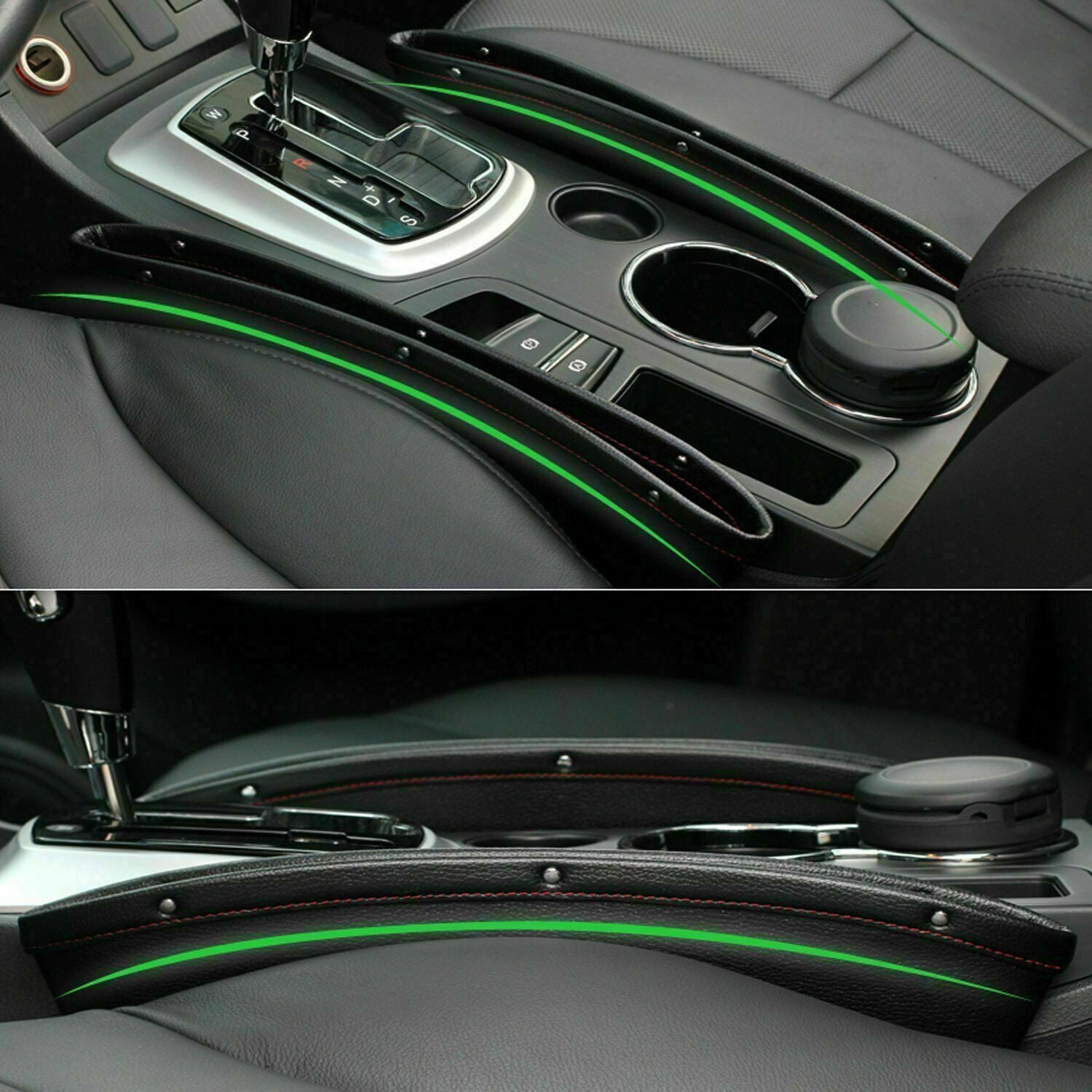 2pcs Car Seat Gap PU Leather Catch Catcher Box