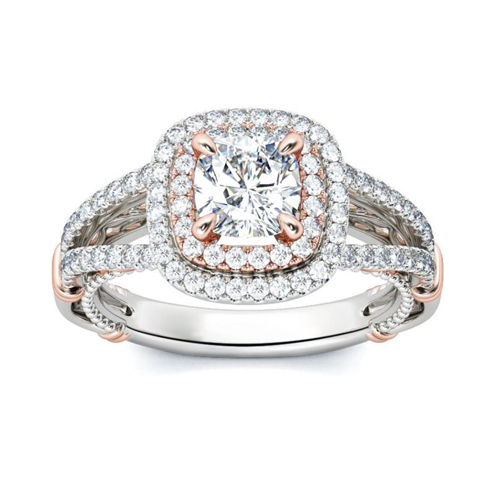925 Sterling Silver Pink Diamond Egg-shaped Closed Wedding Ring