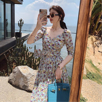 Women's Purple Tea Break First Love Tea Break French Floral Dress
