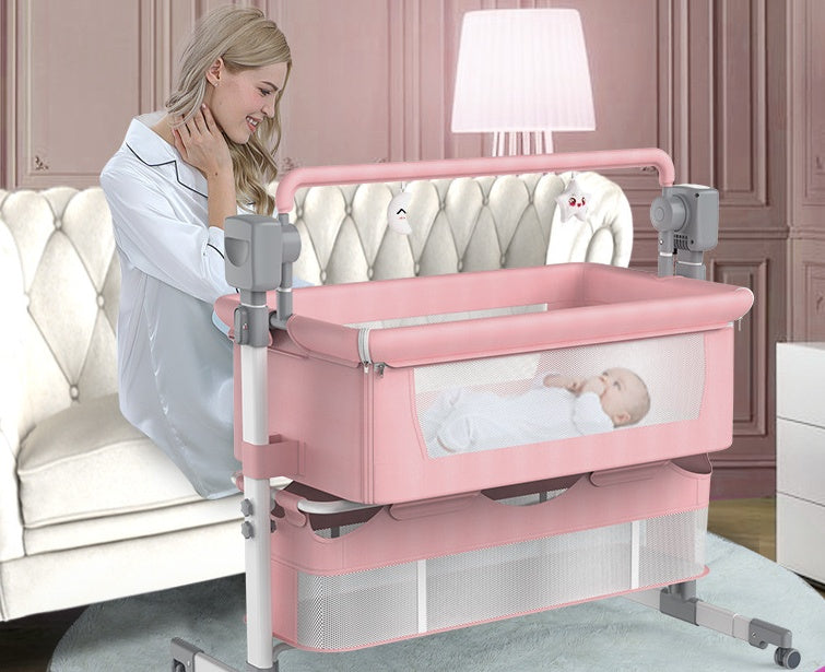 Portable Baby Bed Electric Bassinet Splicing Bed Foldable Newborn Baby Bedside Bed Baby Bed AMI Cart