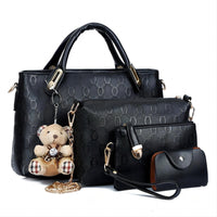 Women 4Pcs Top Handle Satchel Hobo PU Leather Handbag