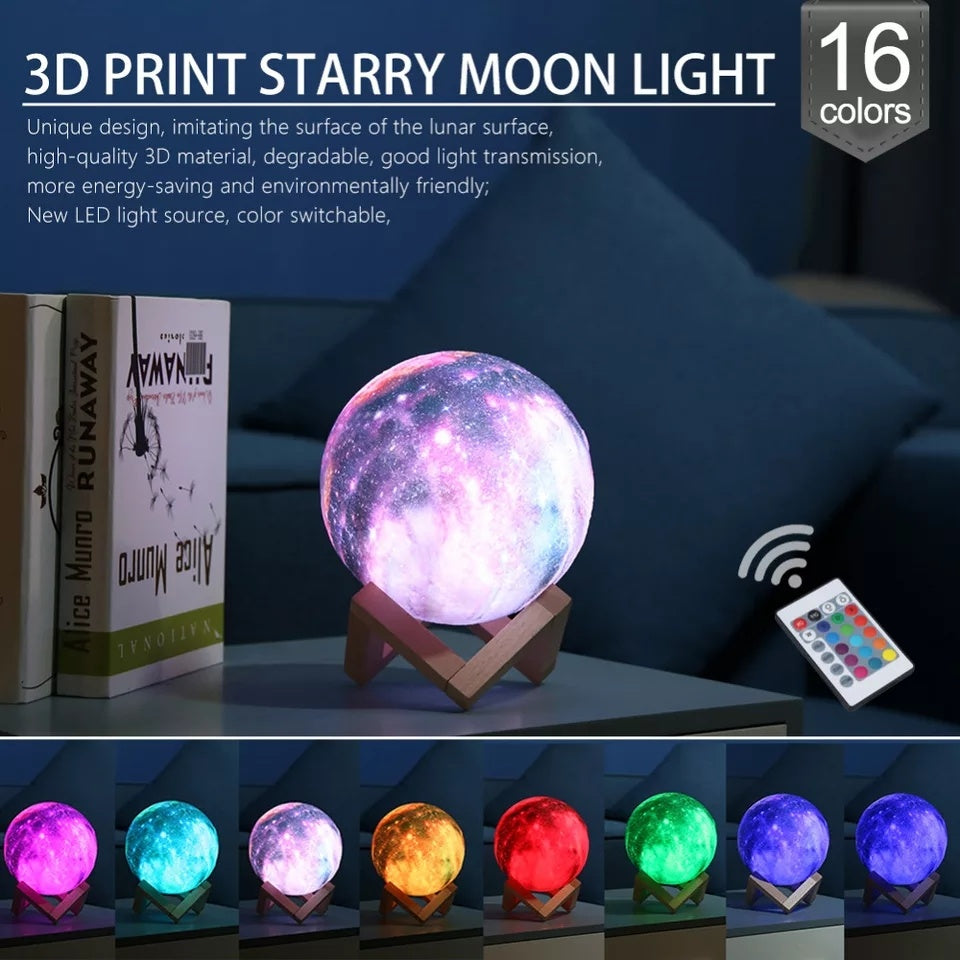 LED USB Star Galaxy Moon Lamp Stand Remote 3D