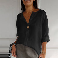 V-neck Long-sleeved T-shirt Fashion Loose Cotton trendy clothing