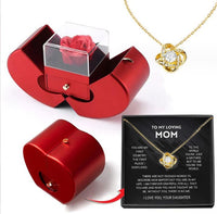 Red Apple Jewelry Box with Eternal Rose and Necklace