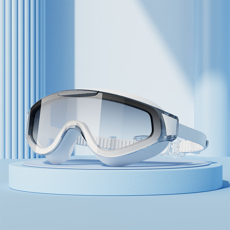 Large Frame Swimming Goggles Gradient Electroplating Silicone