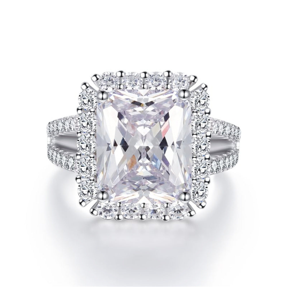 925 Sterling Silver Pink Diamond Egg-shaped Closed Wedding Ring