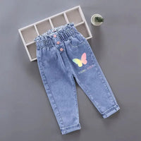 Kids Baby Girls Casual Clothes Jeans Pink Bow Trousers Toddler Infant Denim Clothing Pants Children Bottoms 1 2 3 4 5 6 Years - Chic Cart