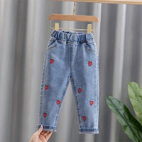 Kids Baby Girls Casual Clothes Jeans Pink Bow Trousers Toddler Infant Denim Clothing Pants Children Bottoms 1 2 3 4 5 6 Years - Chic Cart
