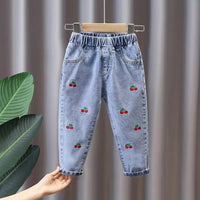 Kids Baby Girls Casual Clothes Jeans Pink Bow Trousers Toddler Infant Denim Clothing Pants Children Bottoms 1 2 3 4 5 6 Years - Chic Cart