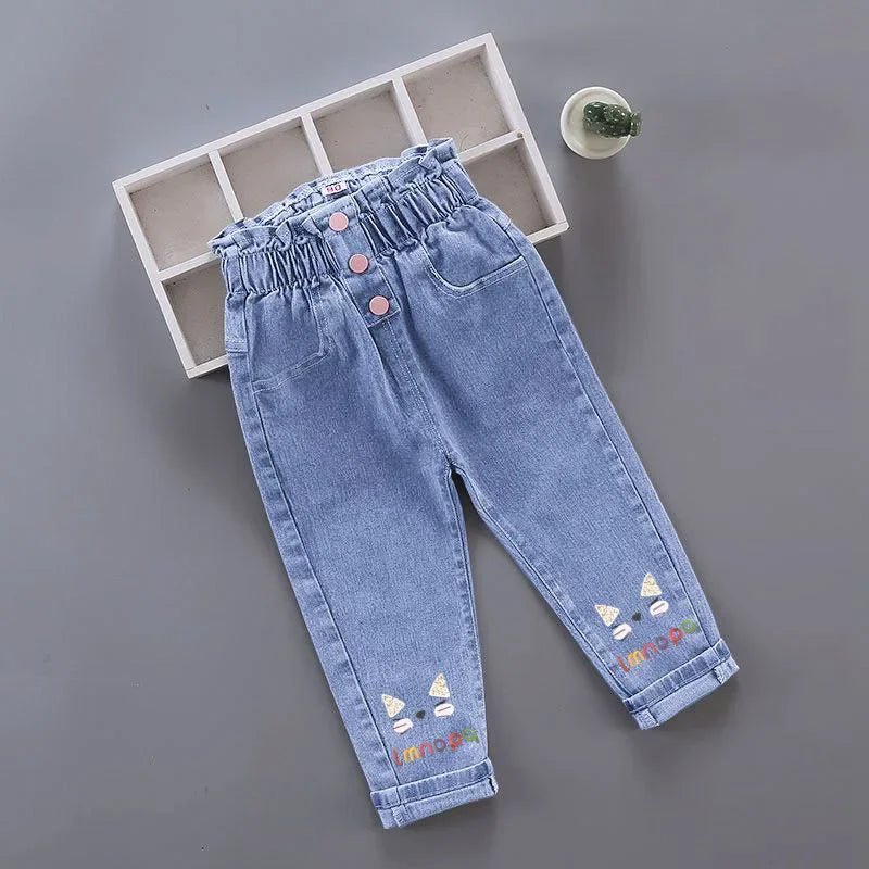 Kids Baby Girls Casual Clothes Jeans Pink Bow Trousers Toddler Infant Denim Clothing Pants Children Bottoms 1 2 3 4 5 6 Years - Chic Cart