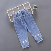 Kids Baby Girls Casual Clothes Jeans Pink Bow Trousers Toddler Infant Denim Clothing Pants Children Bottoms 1 2 3 4 5 6 Years - Chic Cart