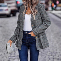 Best Selling Women's Clothes Plaid Coat Casual Patchwork Temperament