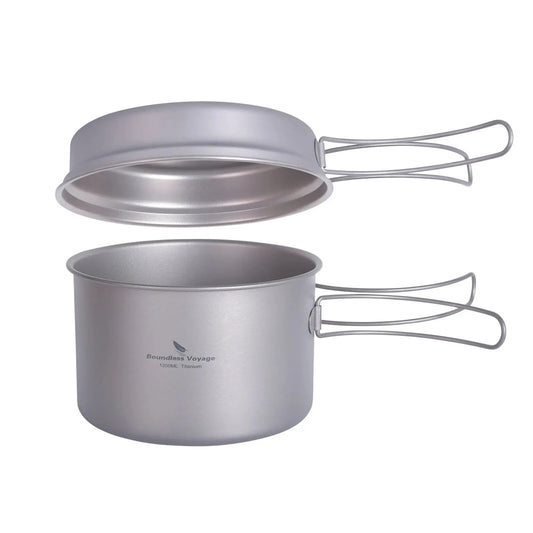 Boundless Voyage Titanium Pot Pan Set with Folding Handles Camping Cookware Hiking Outdoor Tableware - Chic Cart