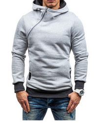 Brand Hoodie Oblique Zipper Solid Color Hoodies Men