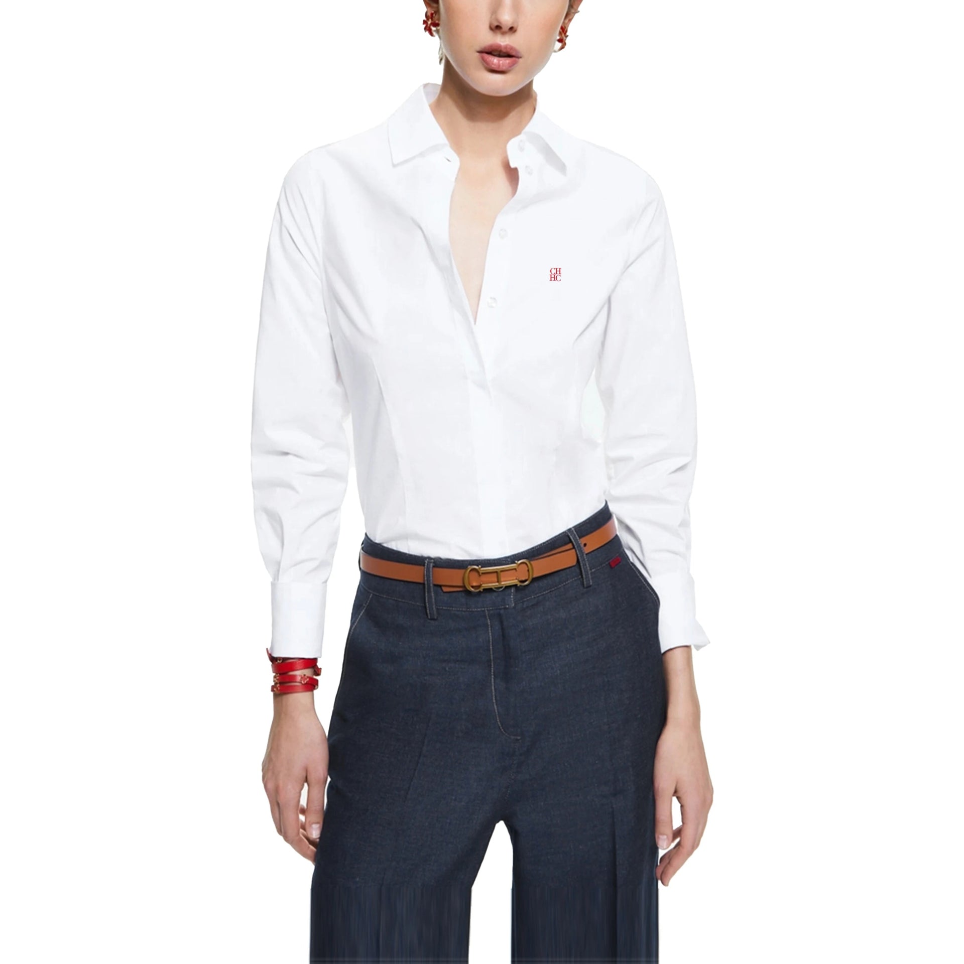 CHCH 2024 Summer New Women Shirts Solid Color Slim Shirt Waist Design Vintage Female Blouses Fashion Office Ladies Shirts - Chic Cart