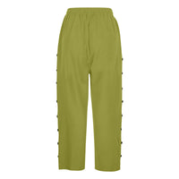 Casual Patchwork Button Cropped Pants For Women