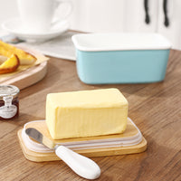 Ceramic Butter Box With Lid And Knife Sealed Storage