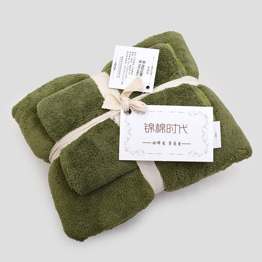 Coral velvet gift towel bath towel set
