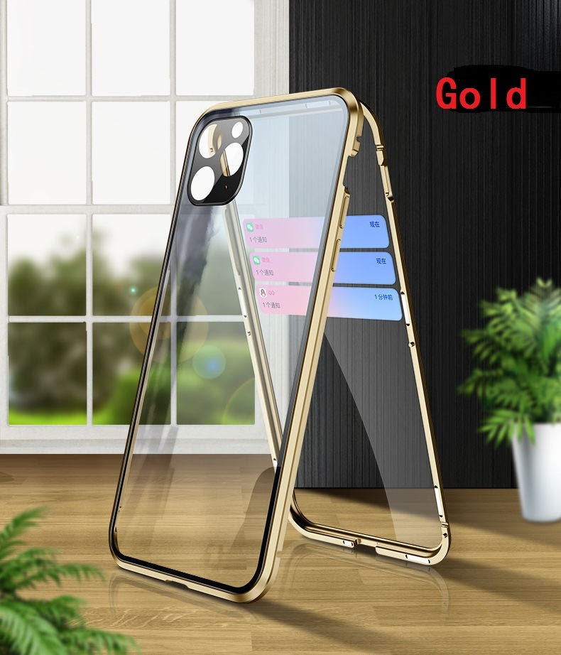 Double-sided glass magnetic phone case lens full-package