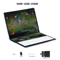 Dual Screen Laptop Intel N100 Processor 13.5+13.5 Inch touch Screen Gaming Laptop DDR4 32GB 1TB 512GB SSD Notebook Computer - Chic Cart
