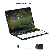 Dual Screen Laptop Intel N100 Processor 13.5+13.5 Inch touch Screen Gaming Laptop DDR4 32GB 1TB 512GB SSD Notebook Computer - Chic Cart