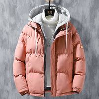 Hooded Jacket Men Winter Windproof Thickened Fake Two-piece Coat