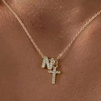 European And American Zircon Inlaid 26 Letter Necklace With Diamonds