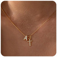 European And American Zircon Inlaid 26 Letter Necklace With Diamonds