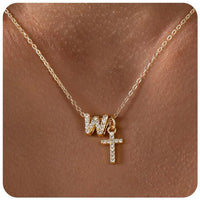 European And American Zircon Inlaid 26 Letter Necklace With Diamonds
