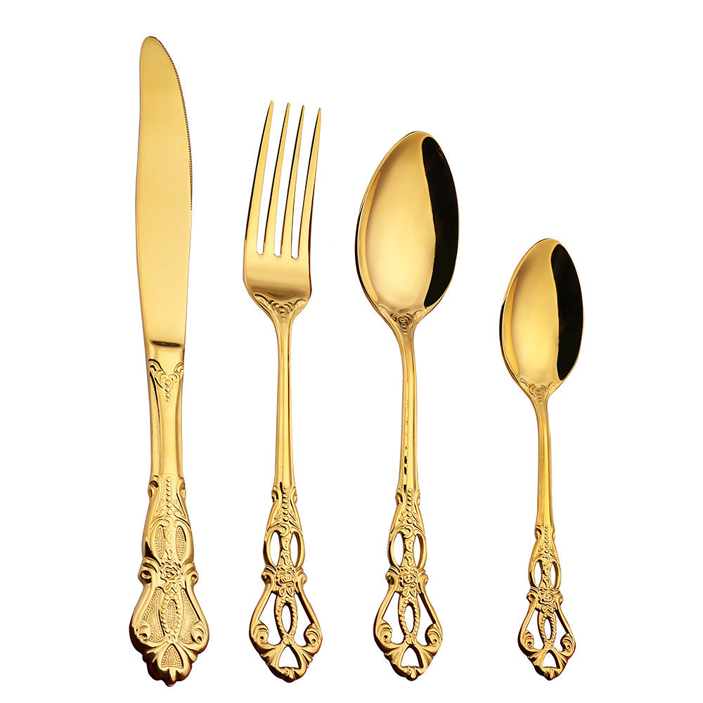 European Pattern Stainless Steel Empaistic Tableware Set