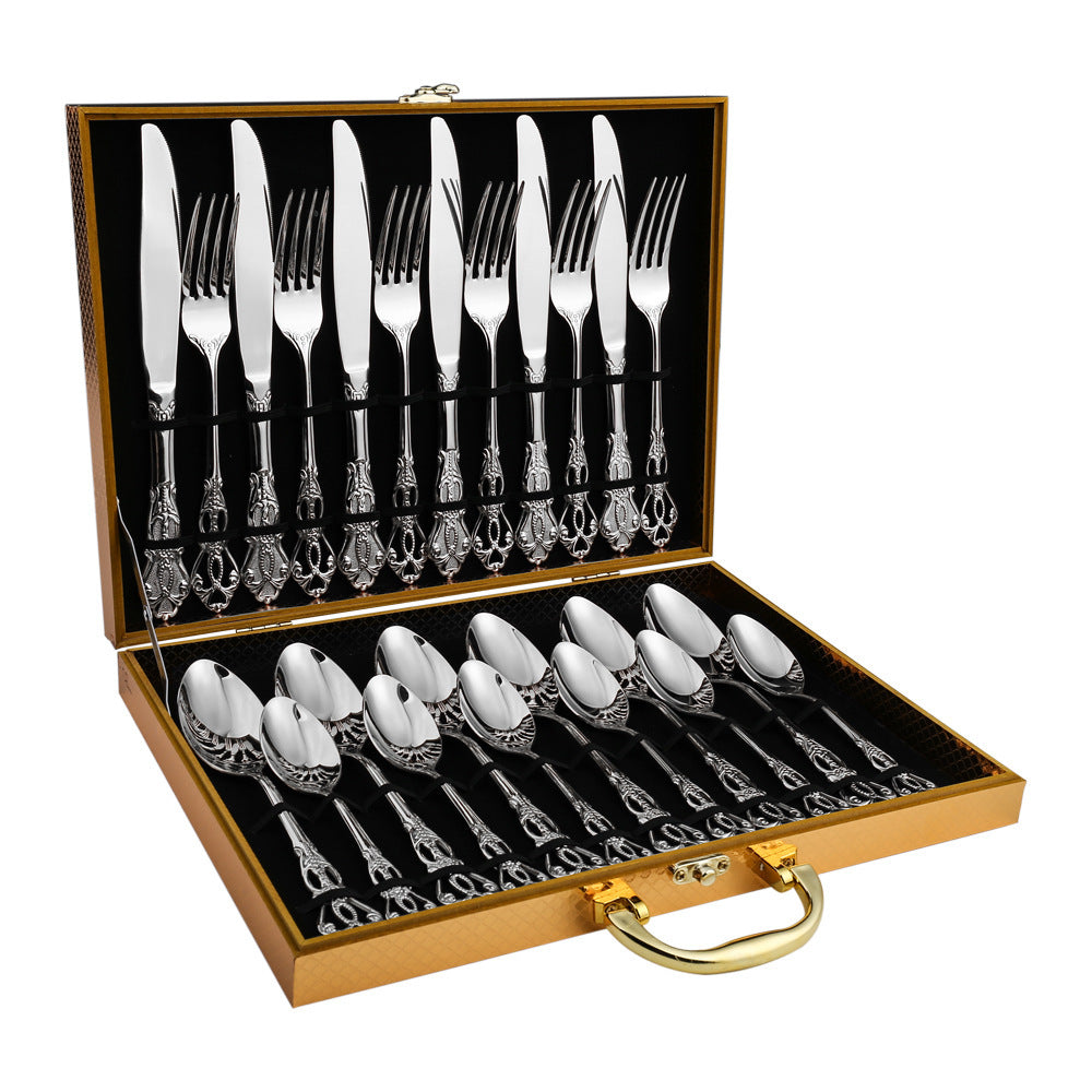 European Pattern Stainless Steel Empaistic Tableware Set