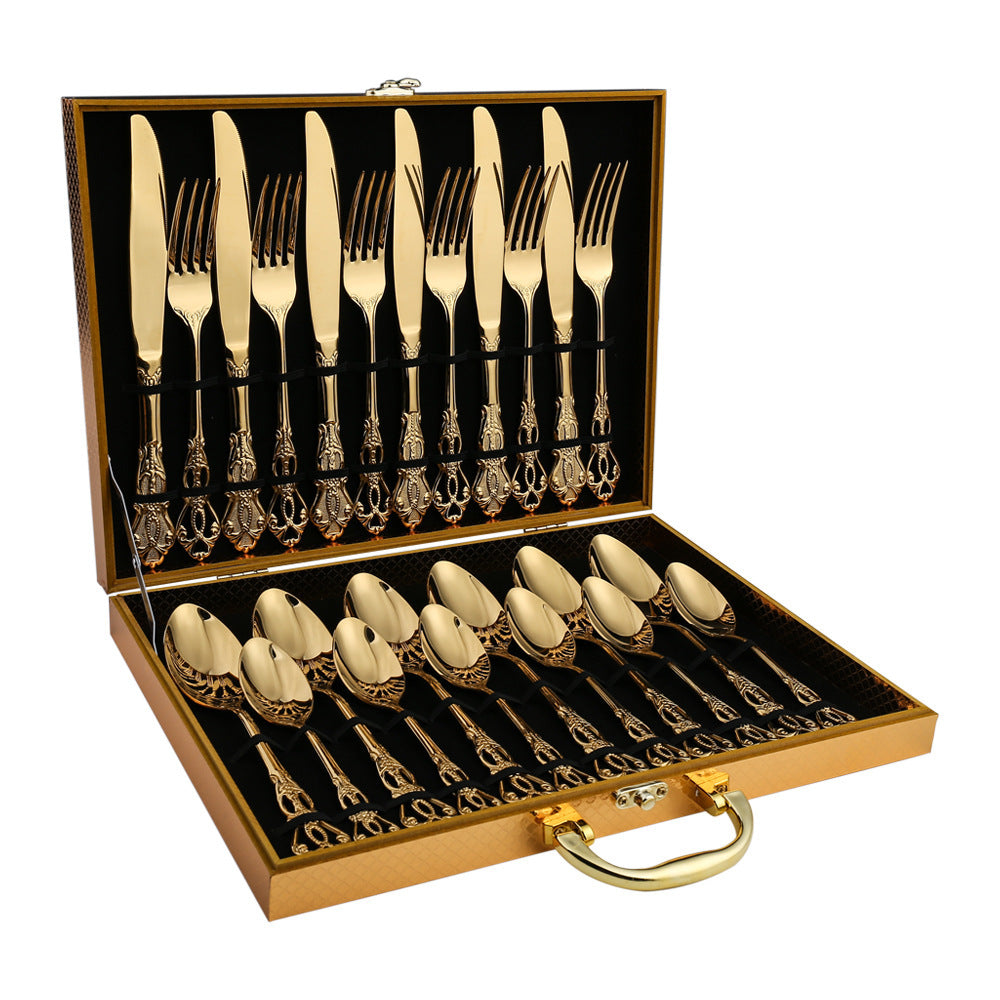 European Pattern Stainless Steel Empaistic Tableware Set