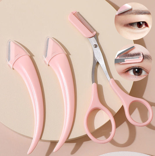 Eyebrow Trimming Knife With Comb Curved Moon Small Beauty Supplies