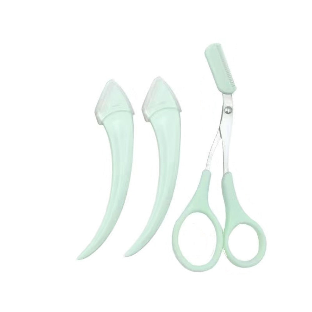 Eyebrow Trimming Knife With Comb Curved Moon Small Beauty Supplies