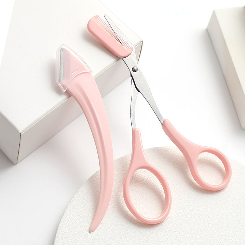 Eyebrow Trimming Knife With Comb Curved Moon Small Beauty Supplies