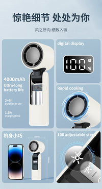 Fit For Portable Turbofan USB Rechargeable Strong Wind Adjustable Wind Speed 4000mAh